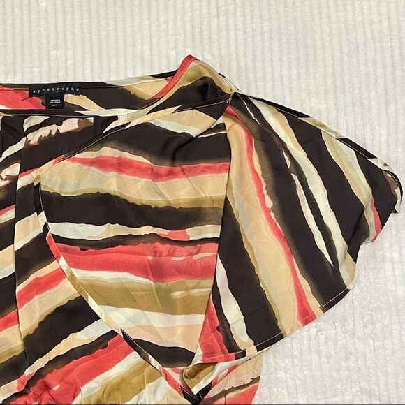 Women’s Multi-Colored Silk Blouse with Split sleeves-Apostrophe- Size Medium - Picture 5 of 6